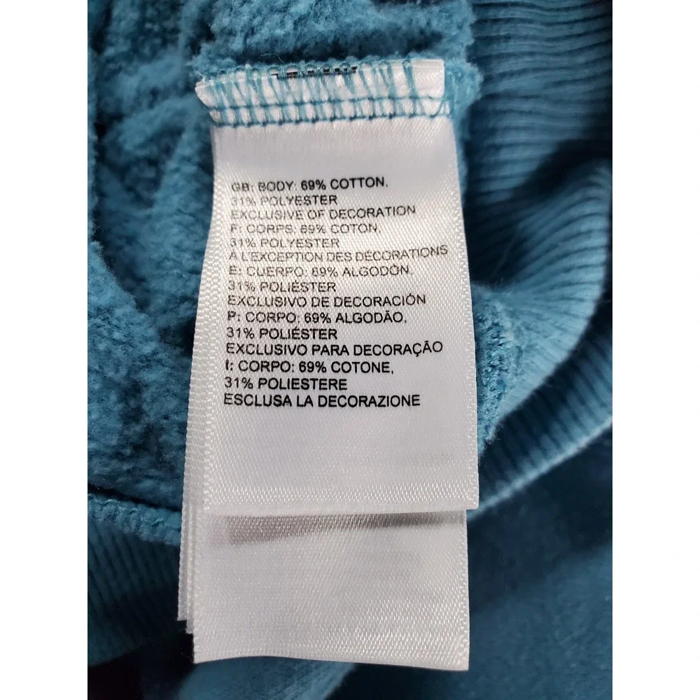 The‎ North Face Mens Large Blue Pullover Hoodie Logo Sleeve Never Stop Exploring
